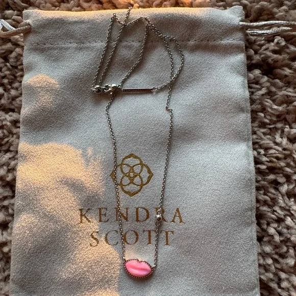 Kendra Scott Silver Pink Kiss Lips Necklace - Picture 3 of 3